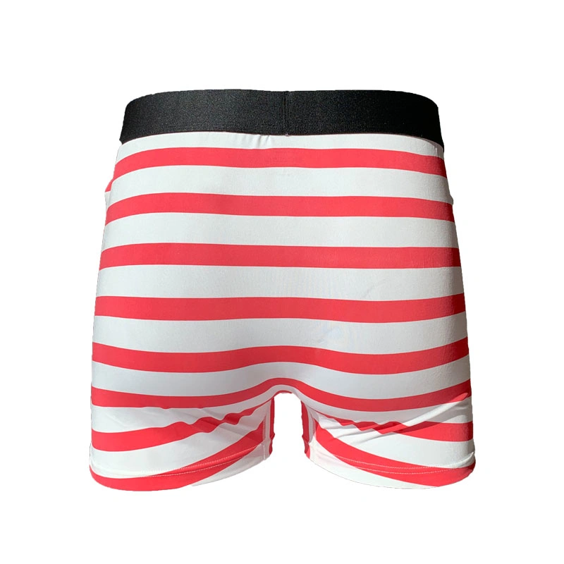 Cotton Bamboo Fabric Stripe Printing Boxer Briefs Men Underwear