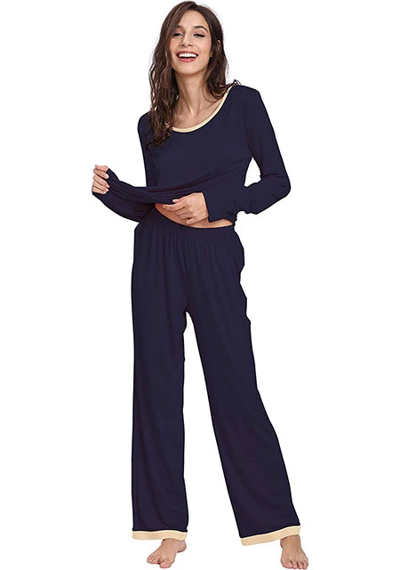 Women Bamboo Pajama Ladies Pijama Sets Wholesale Ladies Logunwear Organic Bamboo Pyjamas Bamboo Fabric Pyjama Femme Sleepwear