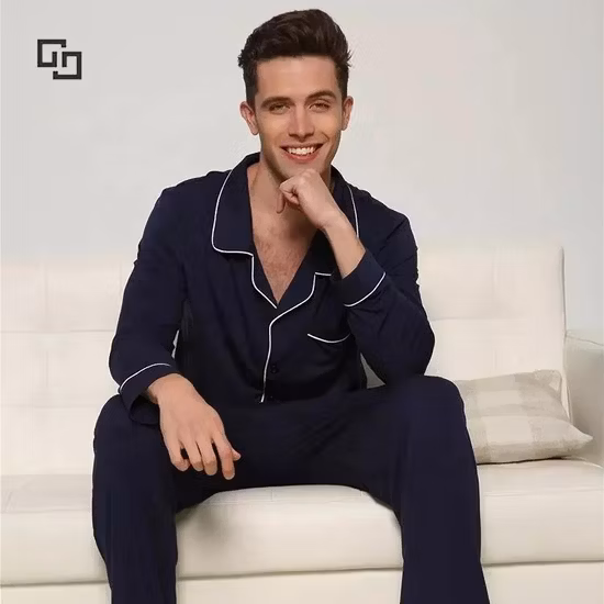 オーガニックバンブーヘンリートップとスリープパンツ環境に優しい女性用パジャマ持続可能な女性用ジャージーパジャマ